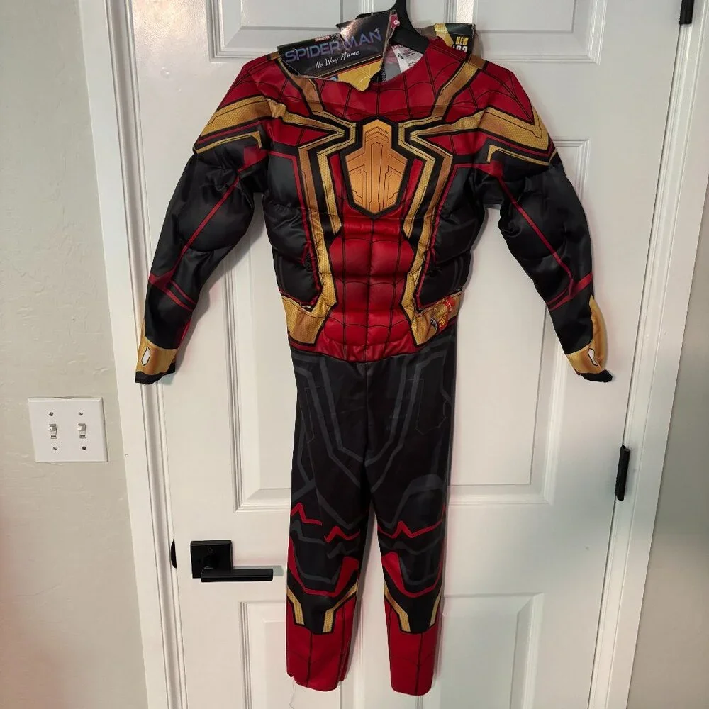 Marvel Spider-Man No Way Home Light-Up‎ Costume Red/Gold – Child Medium (8–10)